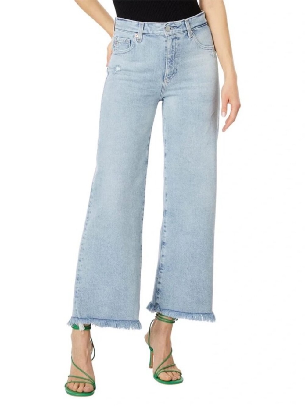 AG Adriano Goldschmied Saige Wide Leg Crop Fray Denim Jeans Pants size 6 28